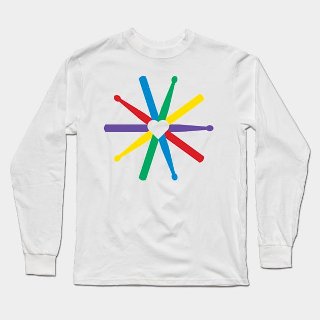 Rainbow Drumsticks Long Sleeve T-Shirt by drummingco